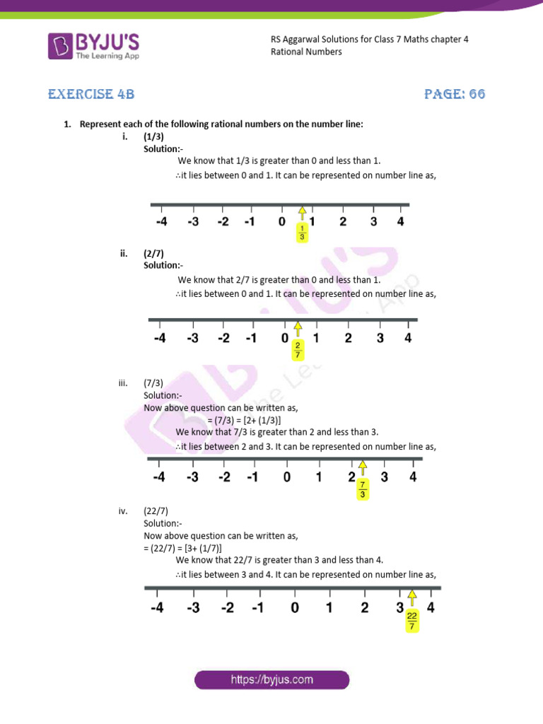 RS Aggarwal Solutions For Class 7 Maths Chapter 4 Rational Numbers ...