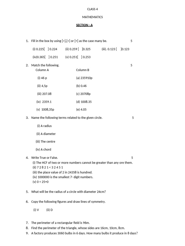 Class 4 | PDF