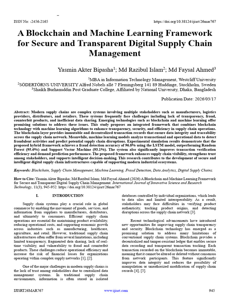 A Blockchain and Machine Learning Framework For Secure and Transparent ...
