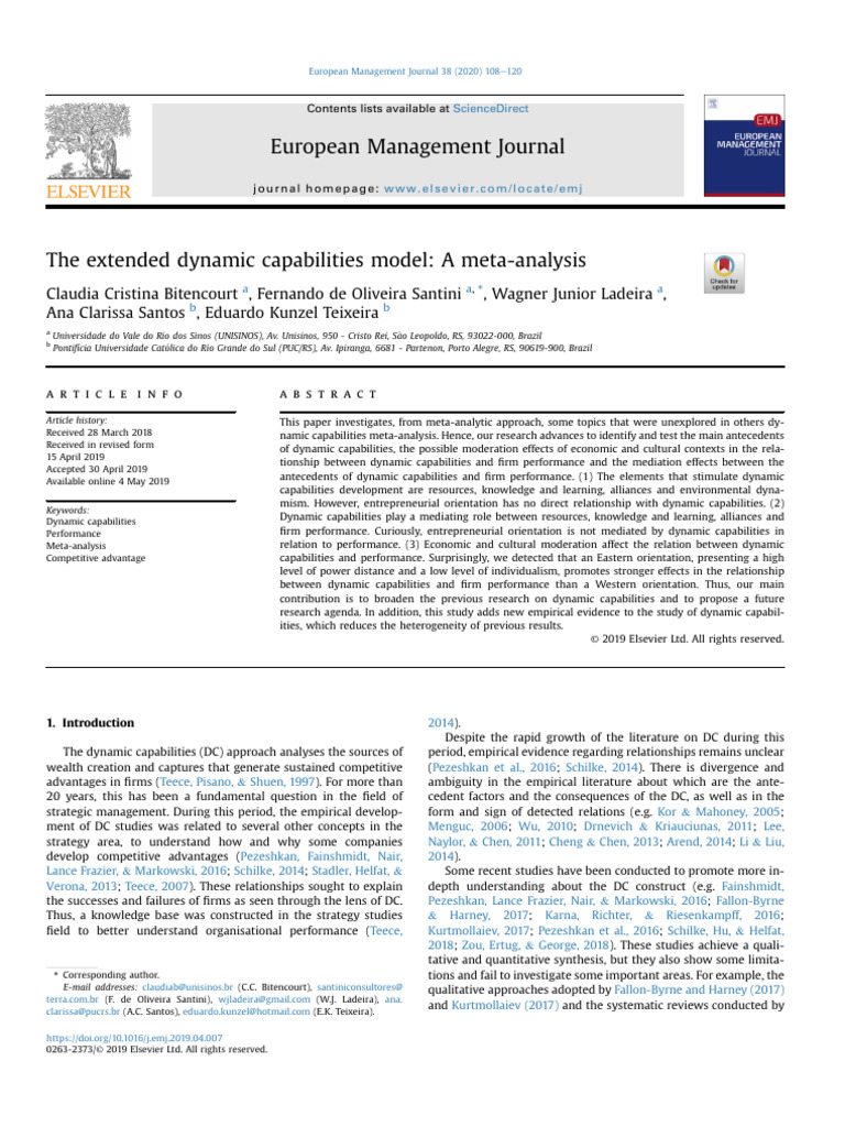 04 The Extended Dynamic Capabilities Model A Meta Analysis | PDF ...