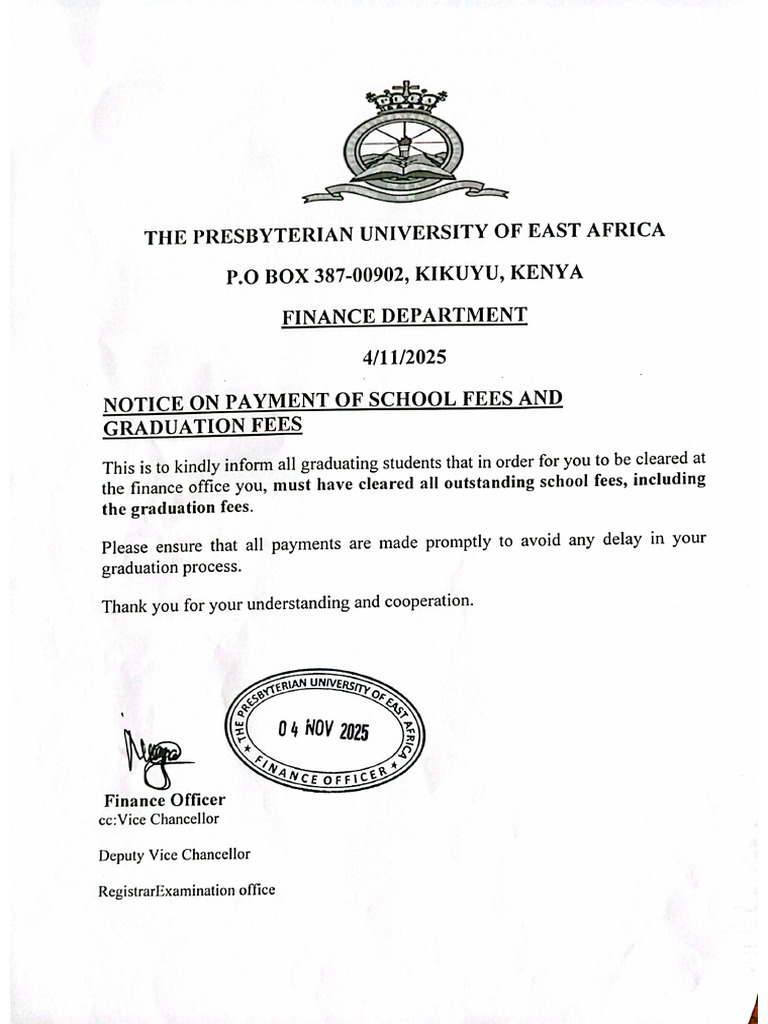 Notice of Payment of School Fees and Graduation Fees | PDF