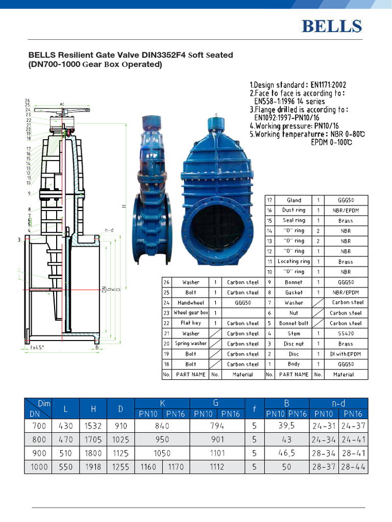 BELLS - DIN3352F4 (DN700-1000 Gear Box Operated) | PDF