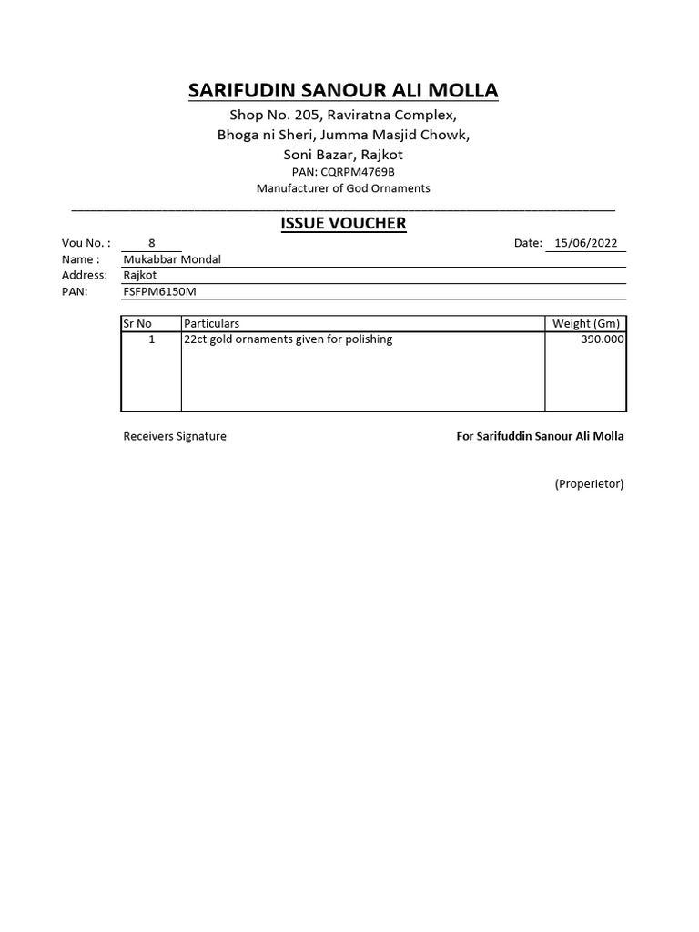 Issue Voucher | PDF