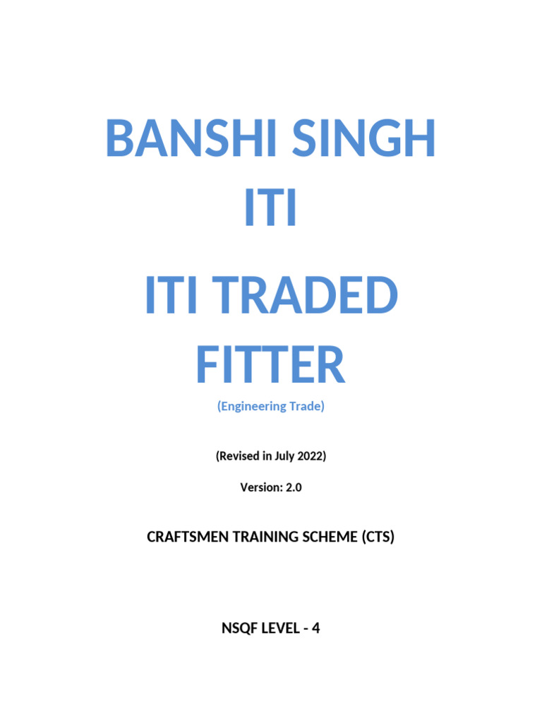 SYLLABUS OF FITTER Fitter - CTS2.0 - NSQF-4 - 0 | PDF | Screw ...
