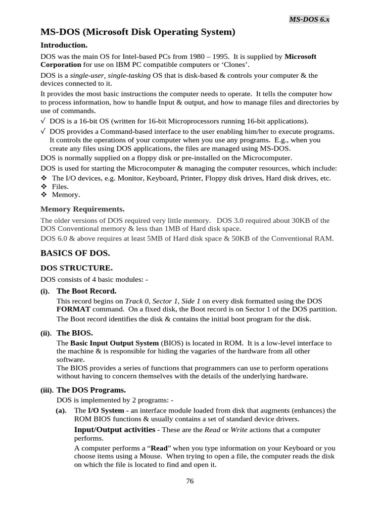 MS Dos | PDF | Dos | Computer File