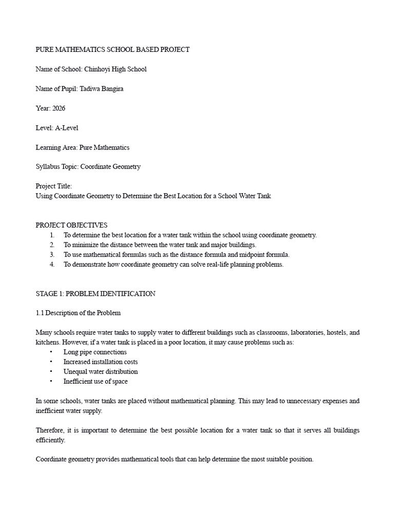 Tadiwa Bangira Maths Project 2 | PDF | Mathematics | Geometry