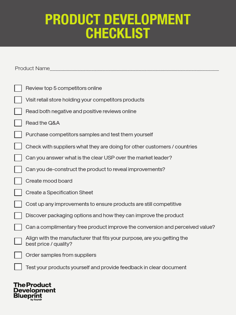 PD Product Development Checklist | PDF