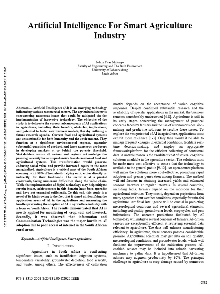 Artificial Intelligence For Smart Agriculture Industry | PDF ...