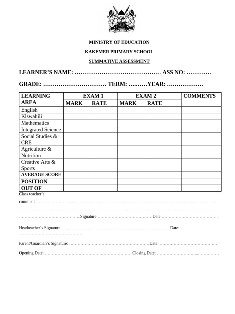 Summative Assessment - Kakemer Primary | PDF