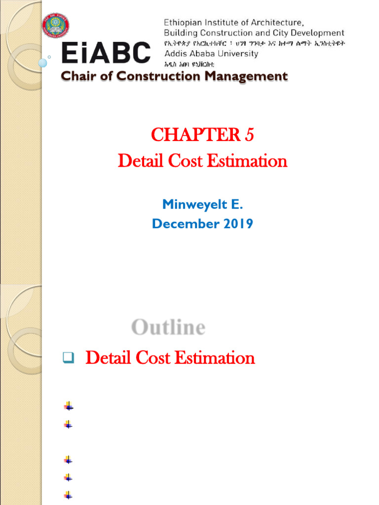 Chapter 5 Detail Cost Estimation | PDF | Cost | Specification ...