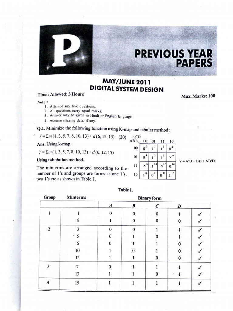 DSD Previous Year Papers | PDF | Electronic Engineering | Digital ...