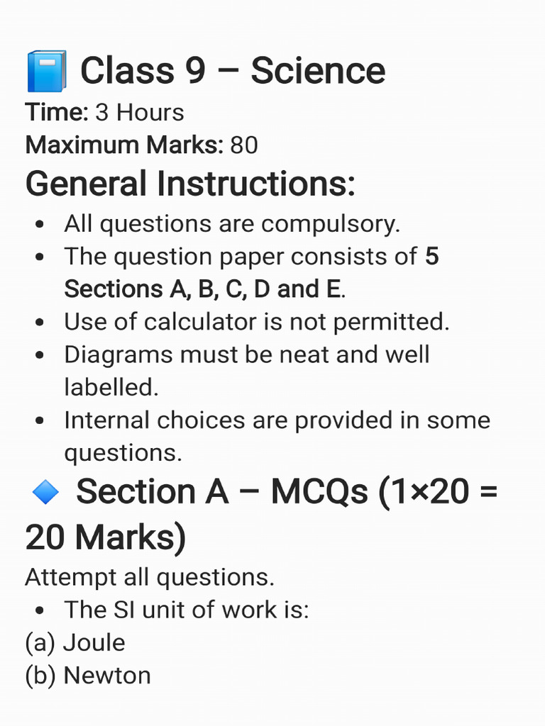 Science Sample Paper 2 | PDF