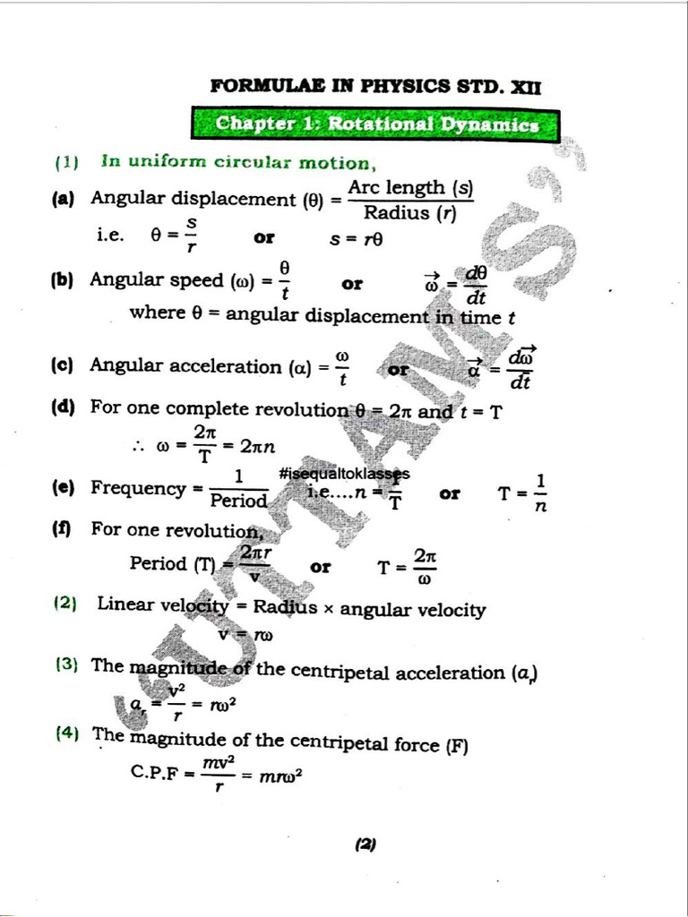 Physics All Formulas (RT) | PDF