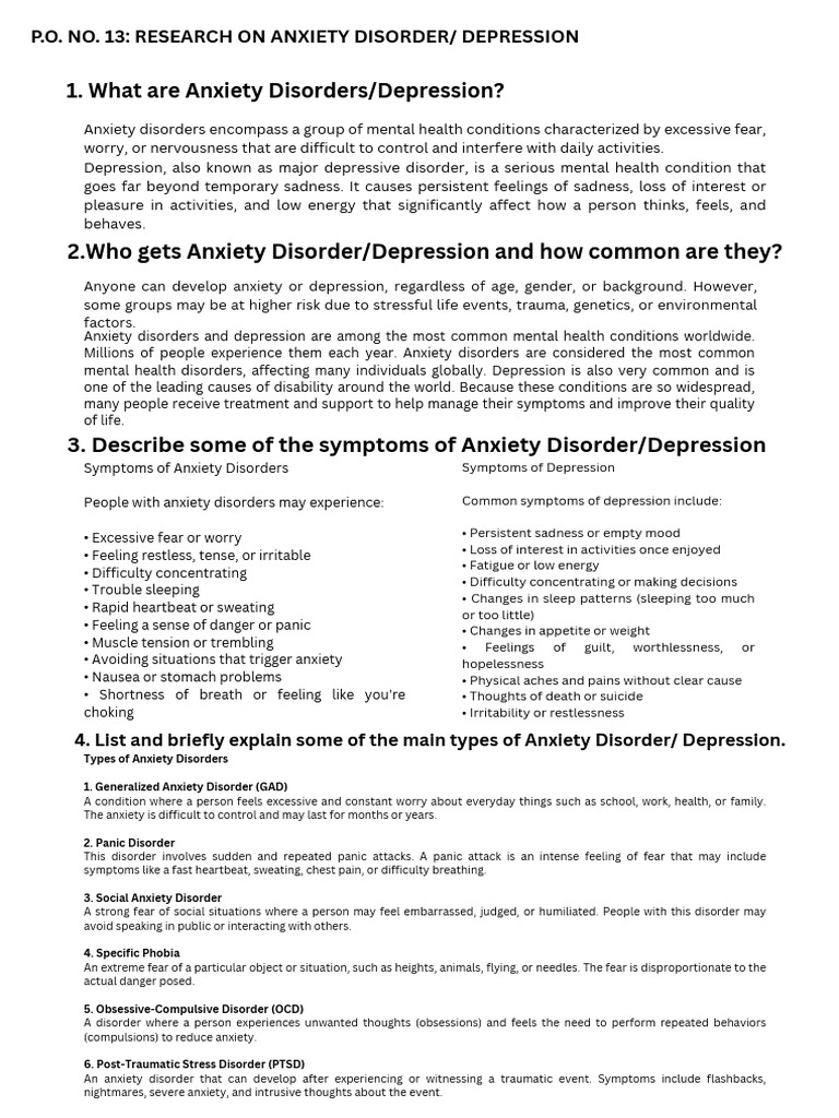 Research On Anxiety Disorders and Depression 20260308 215628 0000 | PDF ...