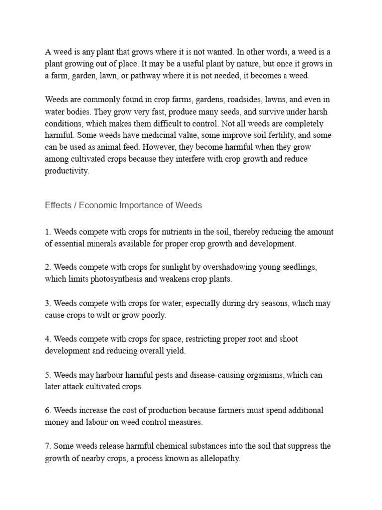 Weeds and Weed Control | PDF