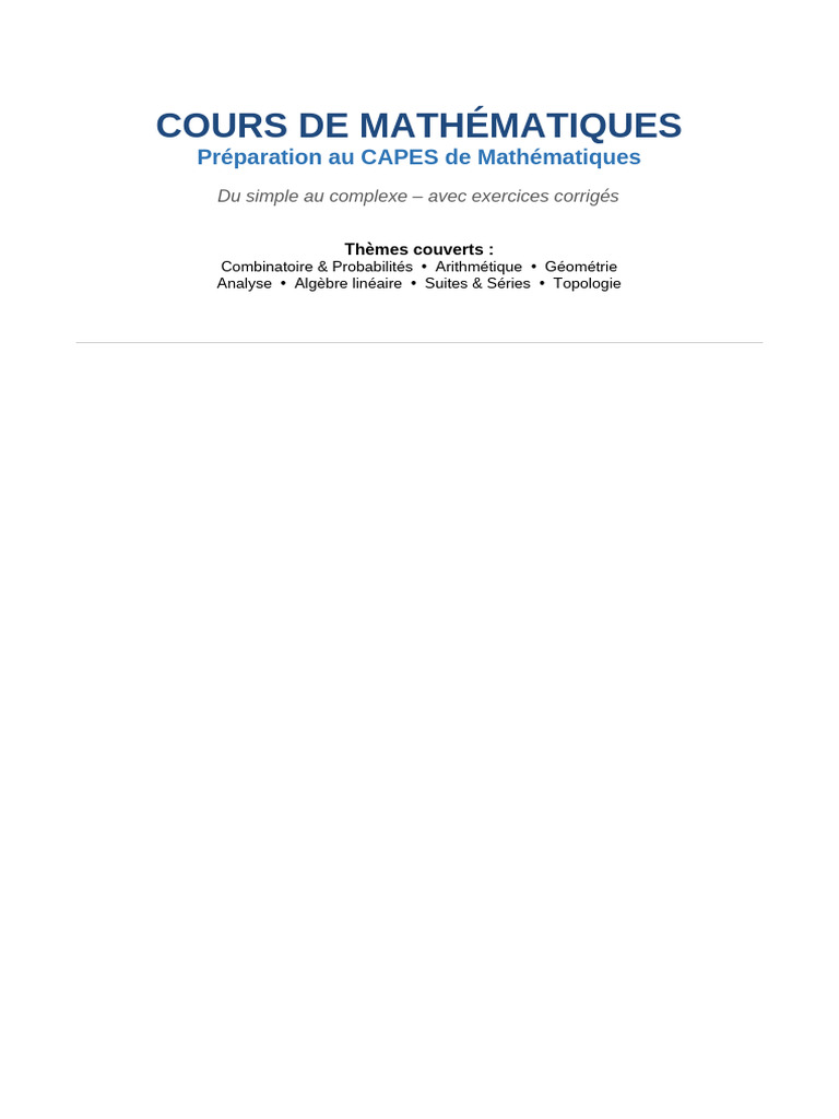 Cours Maths Capes | PDF | Combinatoire | Géométrie