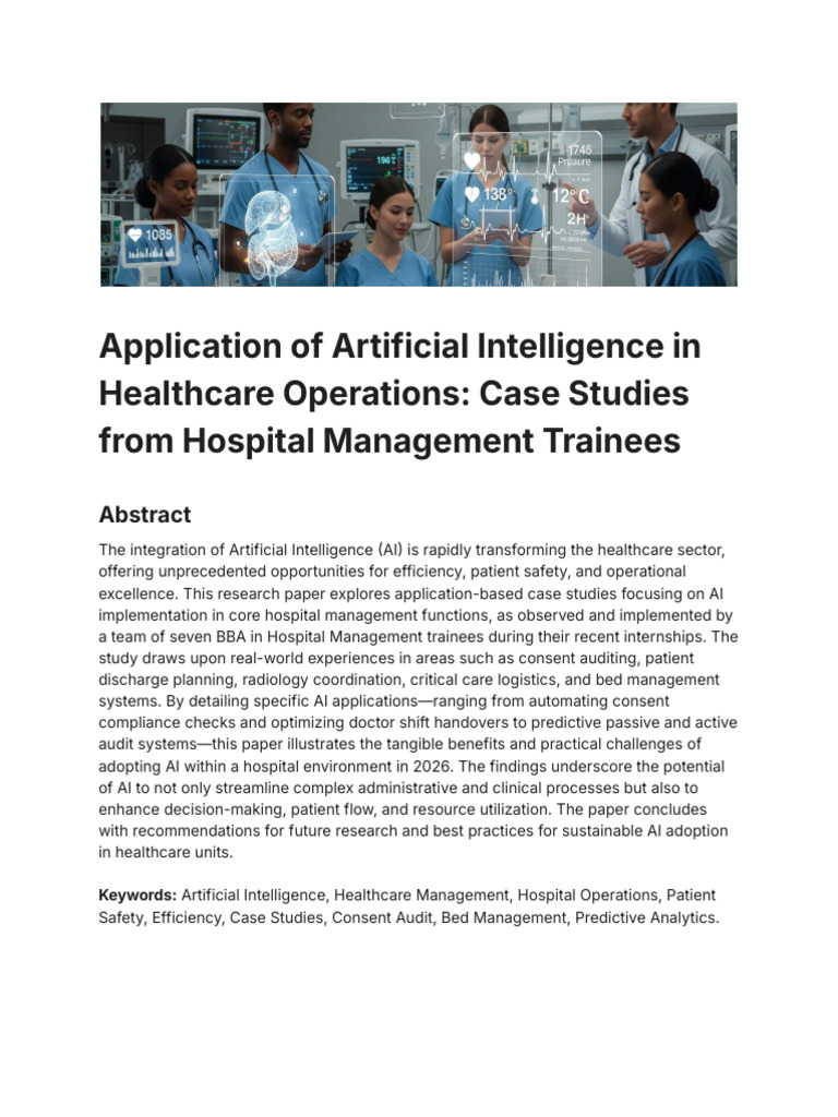 Application of Artificial Intelligence in Healthcare Operations - Case ...