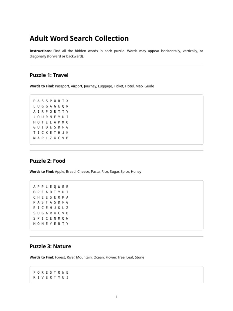 Adult Word Search Collection | PDF