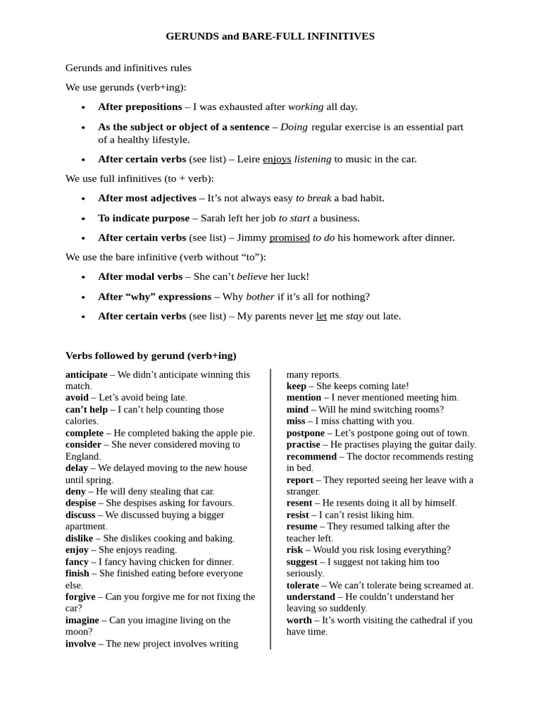 Bare and Full Infinitives | PDF | Verb | Linguistic Typology