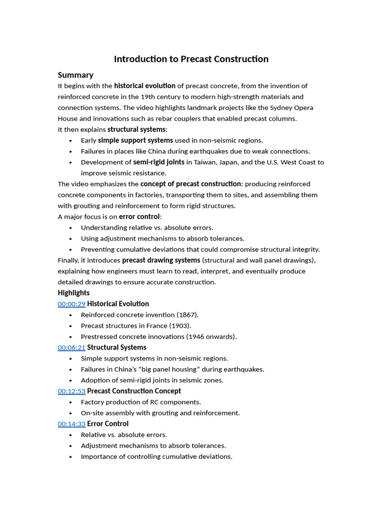 1 - Introduction To Precast Construction | PDF | Precast Concrete ...