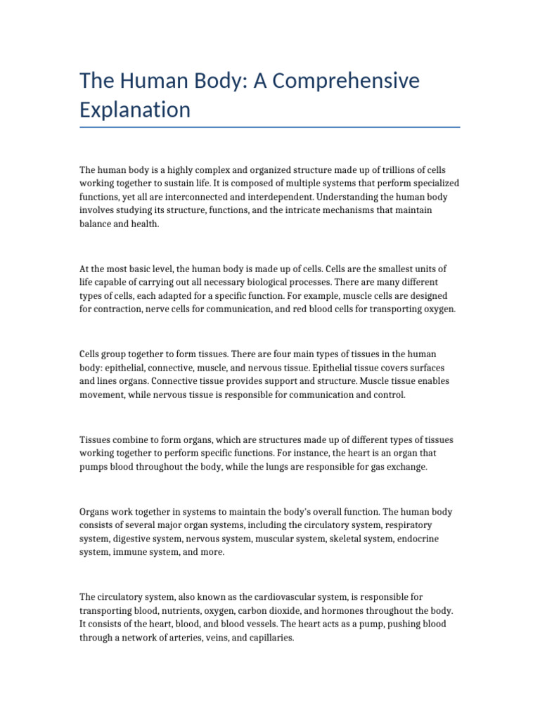 Human Body Explanation | PDF | Human Body | Muscle