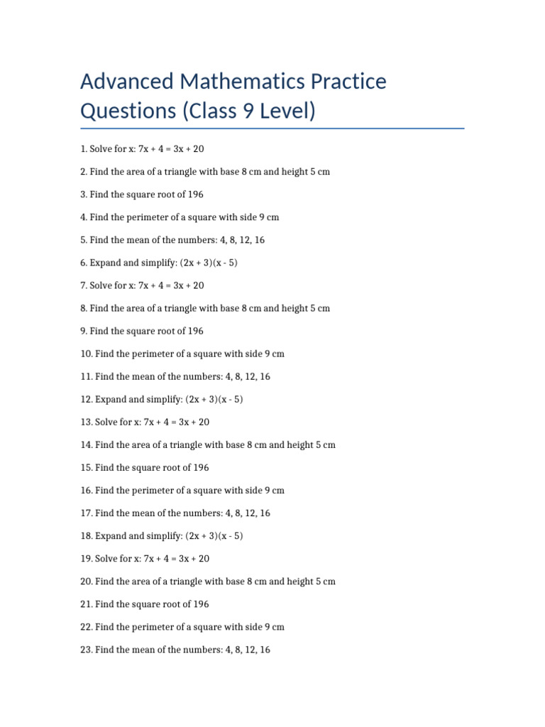 Class9 Maths Questions Set2 | PDF | Area | Chess Theory