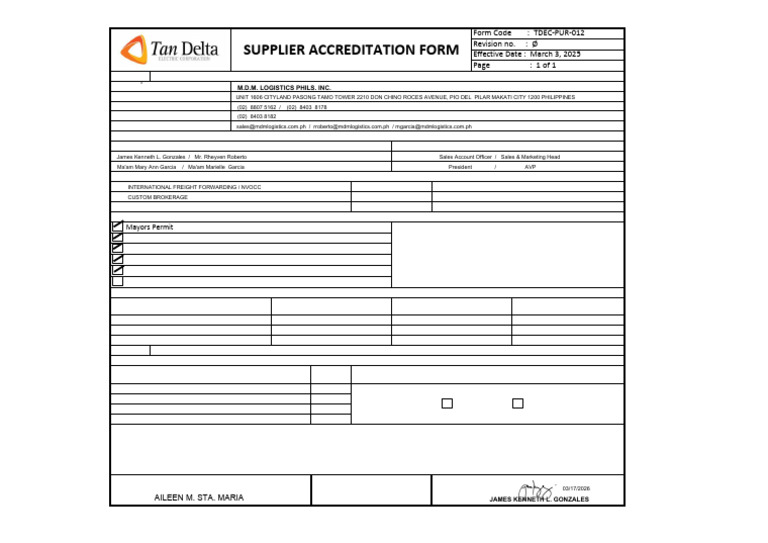 Supplier Accreditation Form | PDF