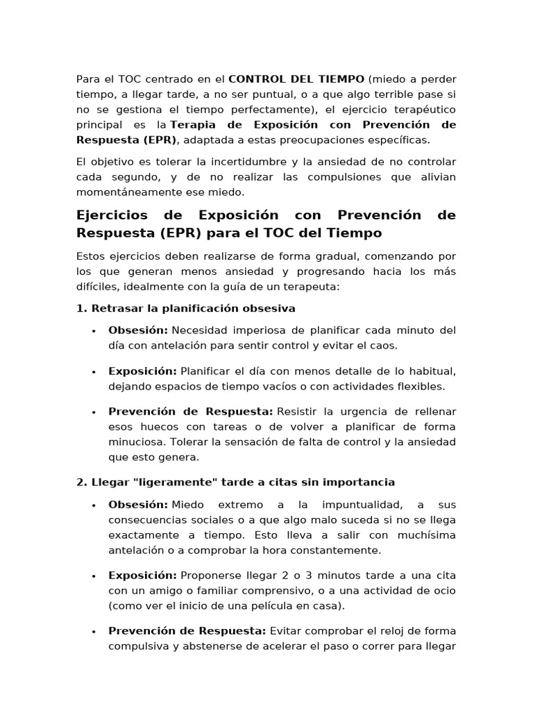 TOC Control Tiempo | PDF | Desorden obsesivo compulsivo | Salud mental