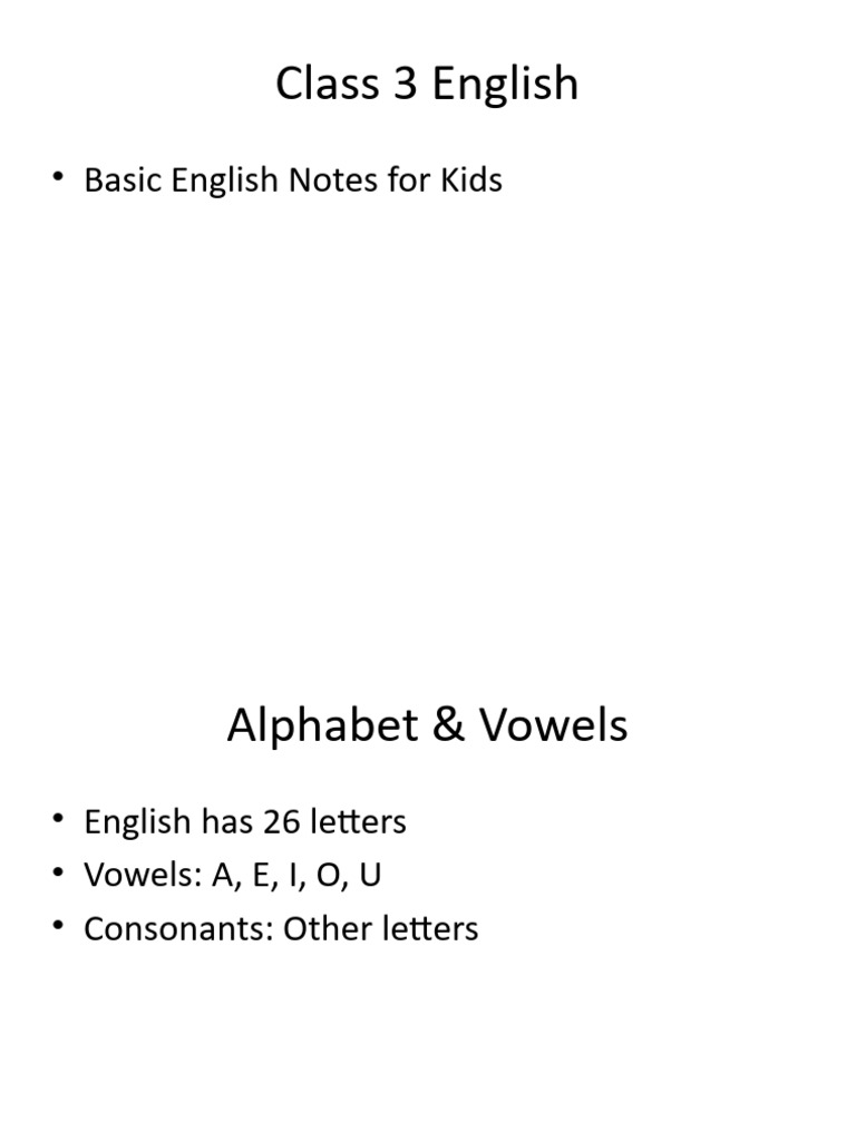 Class 3 English Notes | PDF