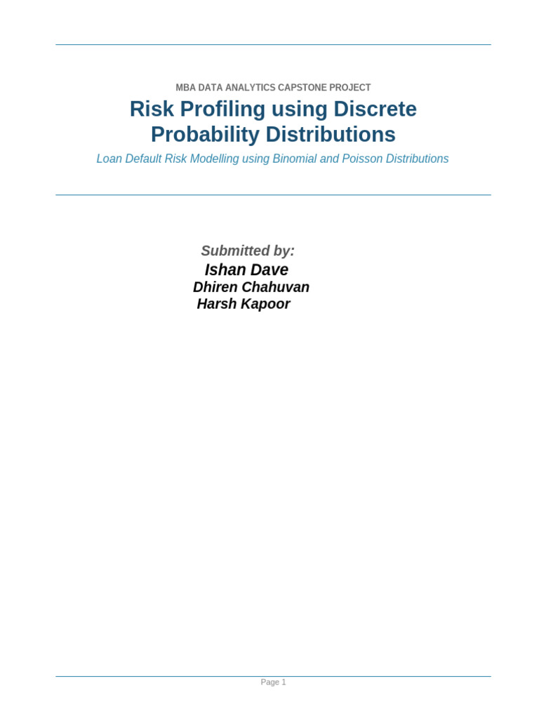 Risk Profiling Analytical Report | PDF | Chi Squared Test | Poisson ...