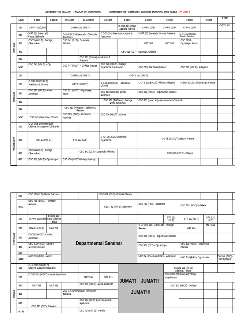 1st Semester 2025 - 26 Undergraduate Teaching Timetable Merged-1st ...