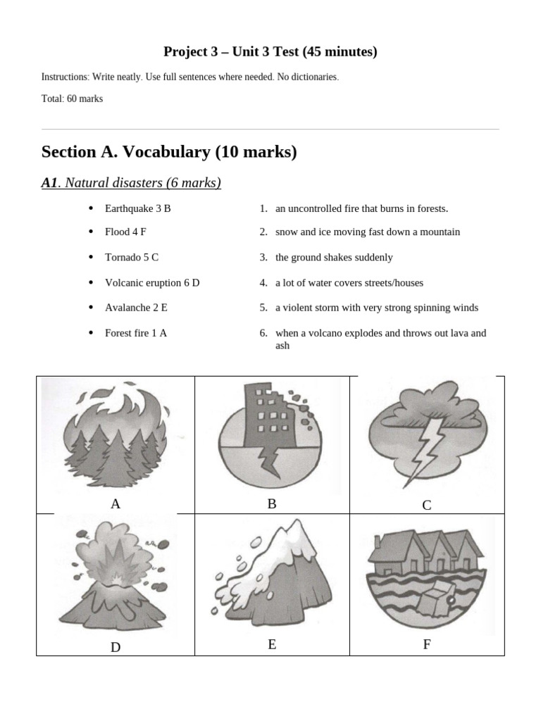 Project3 Unit3 Test 45min | PDF | Volcano | Natural Disasters