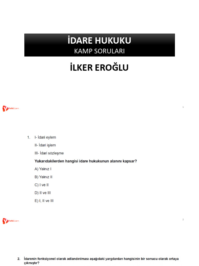 HMGS - İdare Hukuku - Sorular | PDF