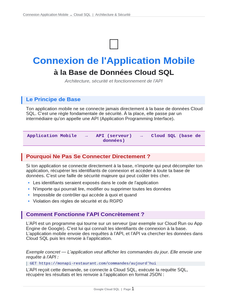 Connexion Mobile CloudSQL | PDF | Cloud computing | Application