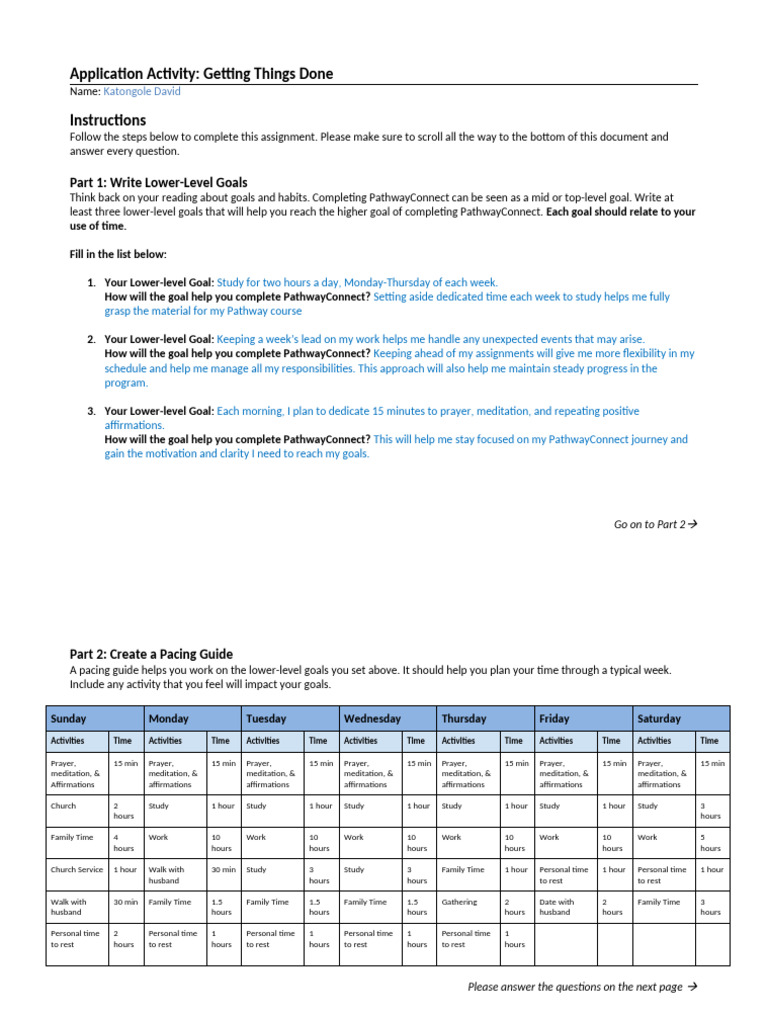 KATONGOLE DAVID pc101 - Applicationactivity - Gettingthingsdone | PDF