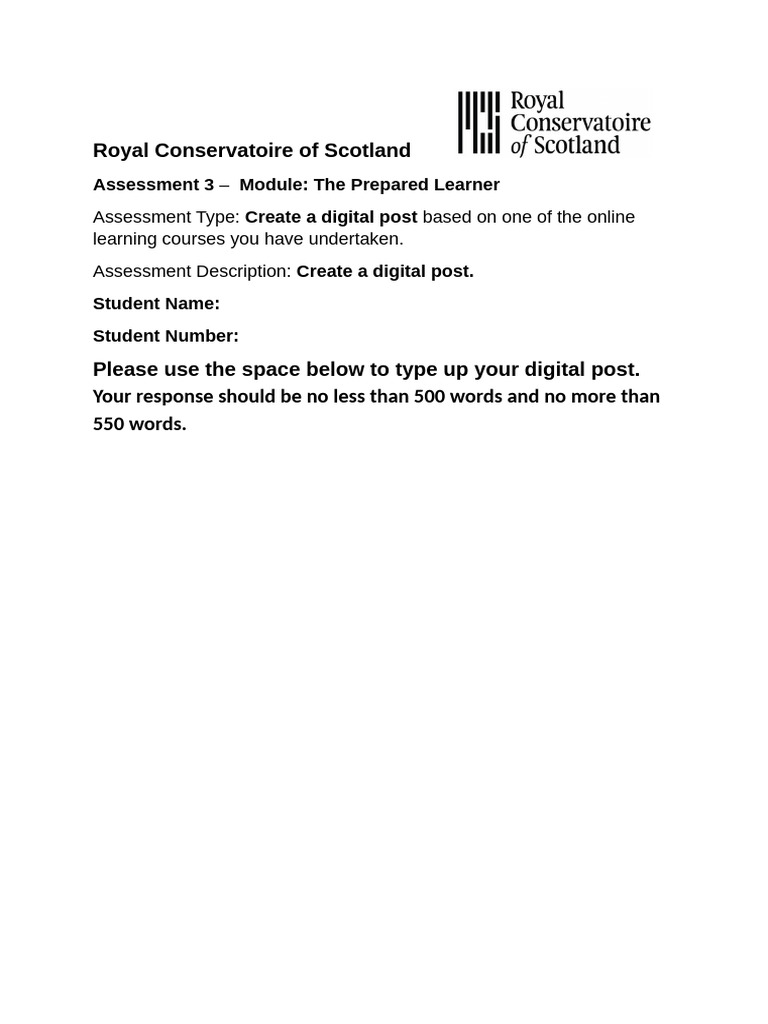 Template To Type Up Digital Post Assessment | PDF