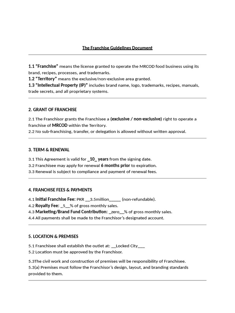 The Franchise Guidelines Document | PDF | Franchising | Private Law