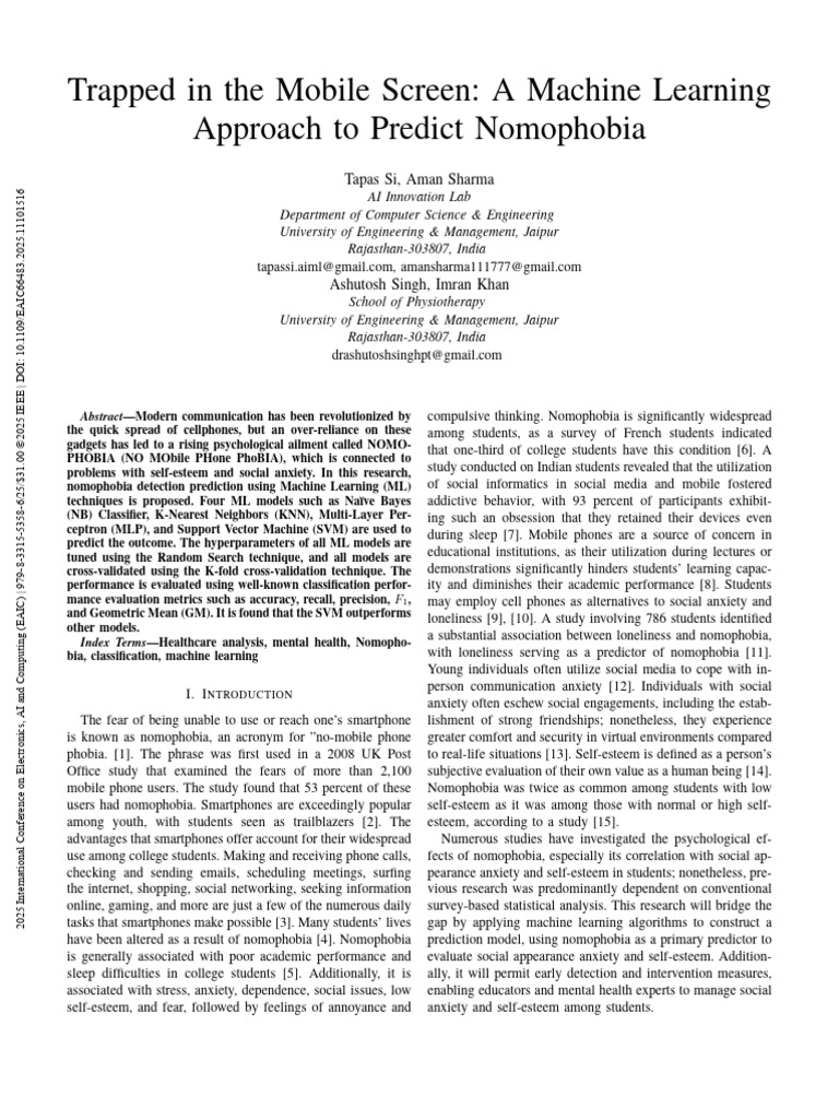 Image result for Trapped in The Mobile Screen A Machine Learning Approach To Predict ...