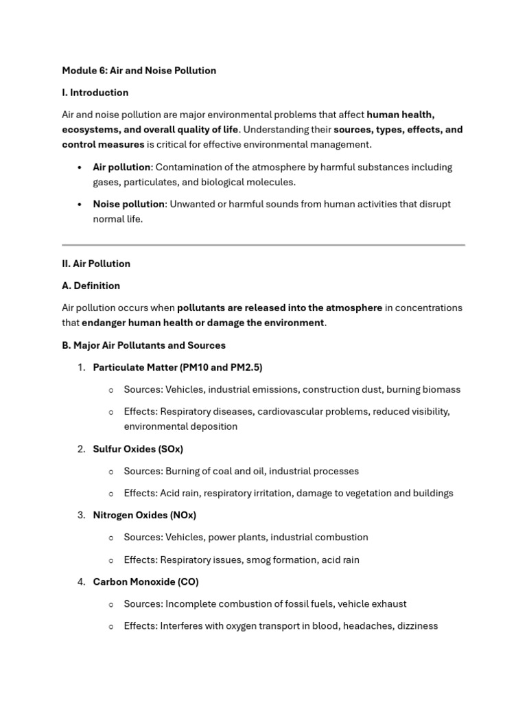 Air and Noise Pollution | PDF | Air Pollution | N Ox