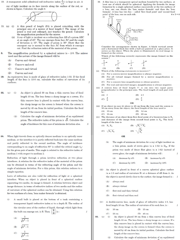 Ray Optics PYQs (2025) | PDF