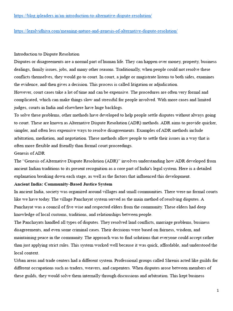 Adr Unit I | PDF | Alternative Dispute Resolution | Mediation