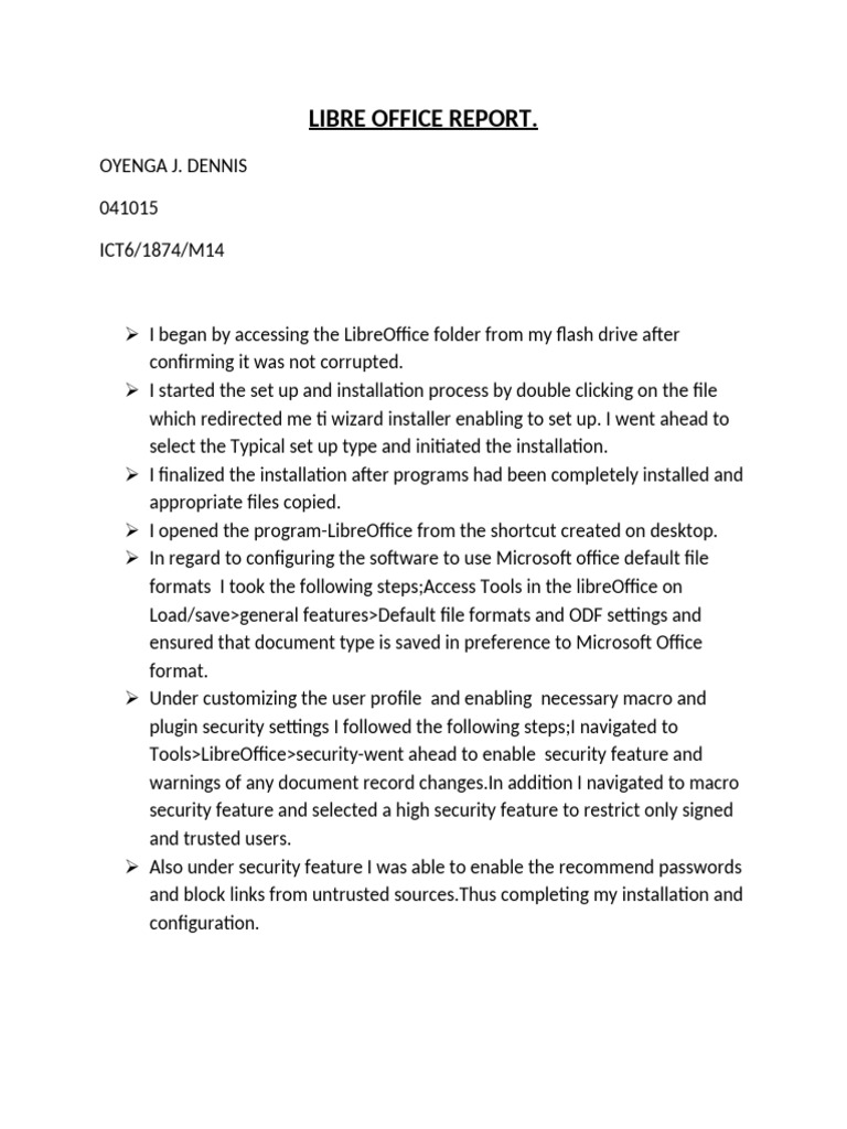 Libre Office Report | PDF