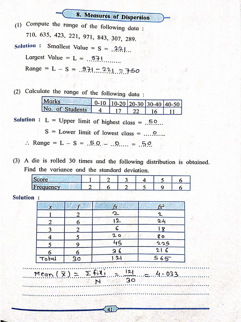 Measures of Dispersion Practical | PDF