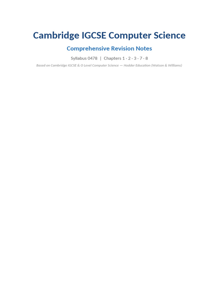 IGCSE CS Enhanced Notes v2 | PDF | Ip Address | Random Access Memory