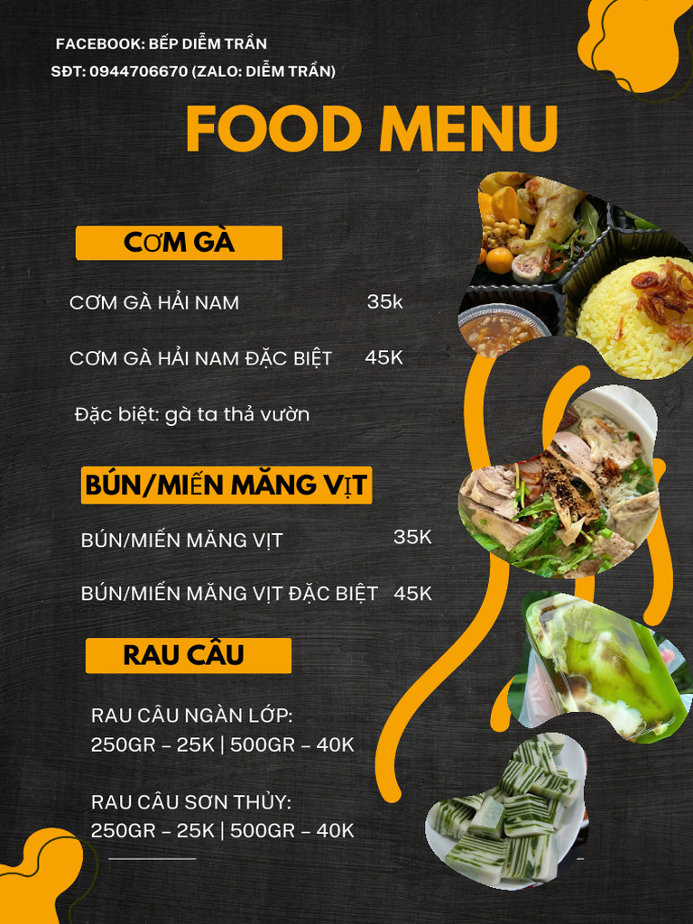 Yellow Black Restaurant Food Menu | PDF