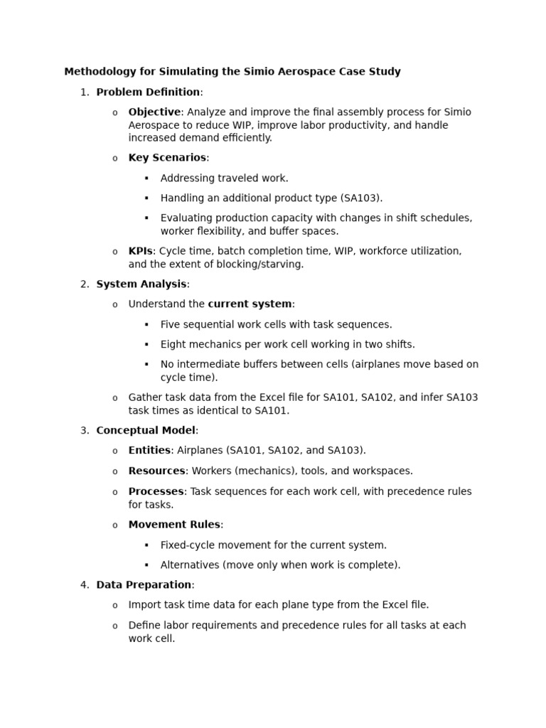 Methodology for Simulating the Simio Aerospace Case ...