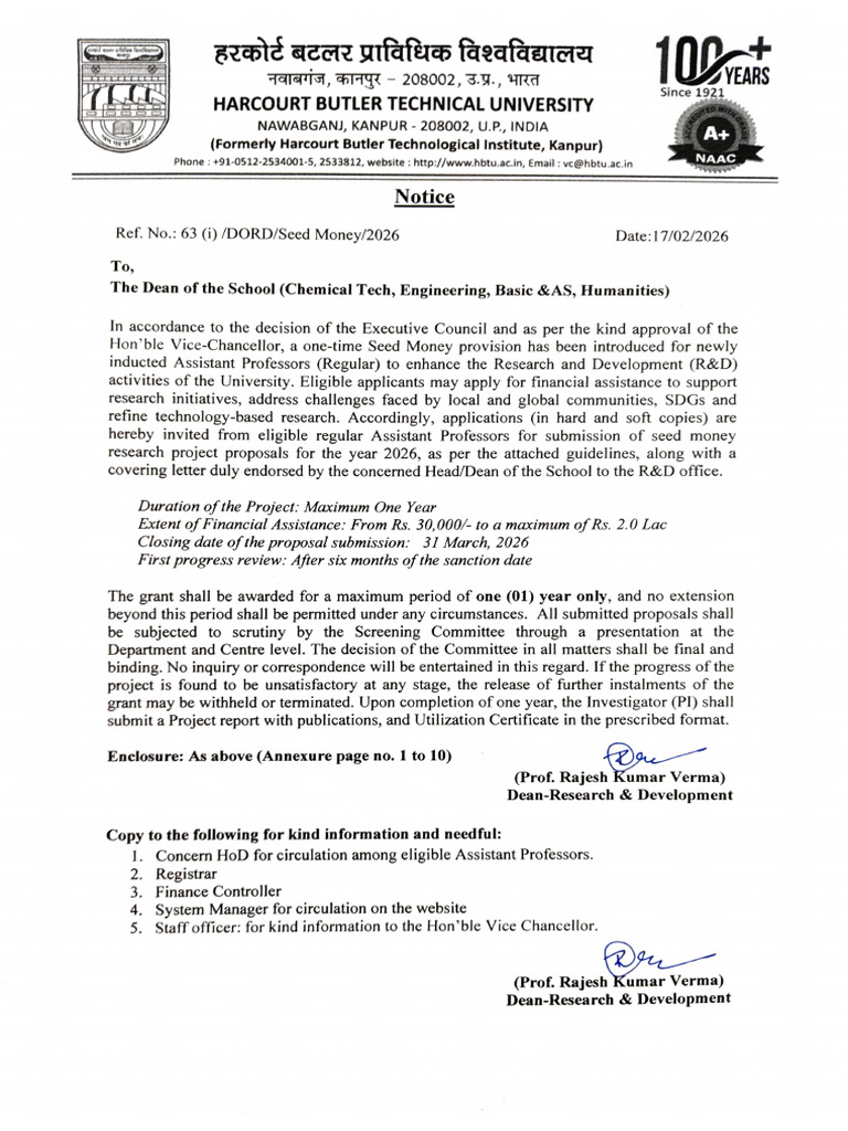 Seed Money Dean R&D Notice and Format | PDF | Plagiarism | Turnitin
