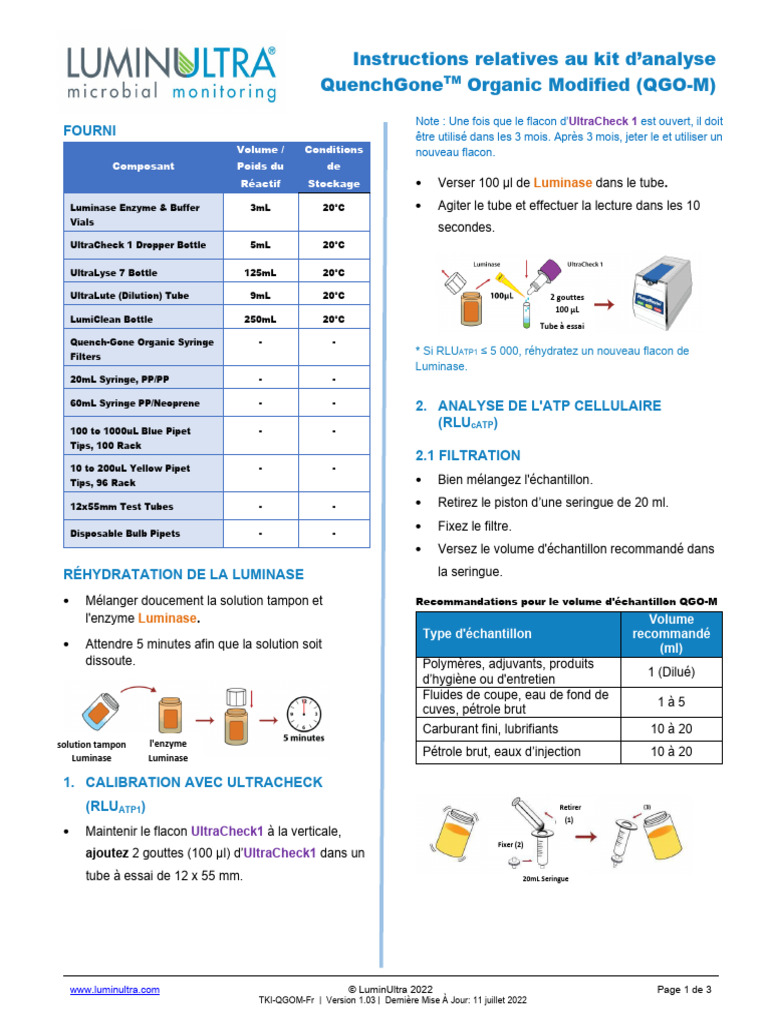 LuminUltra Test Kit Instructions QGOM-FR-1 | PDF
