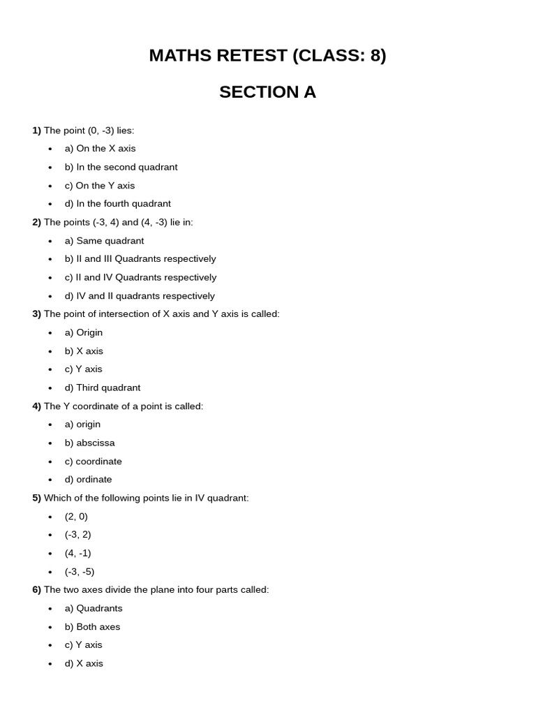 Maths Retest 1 | PDF