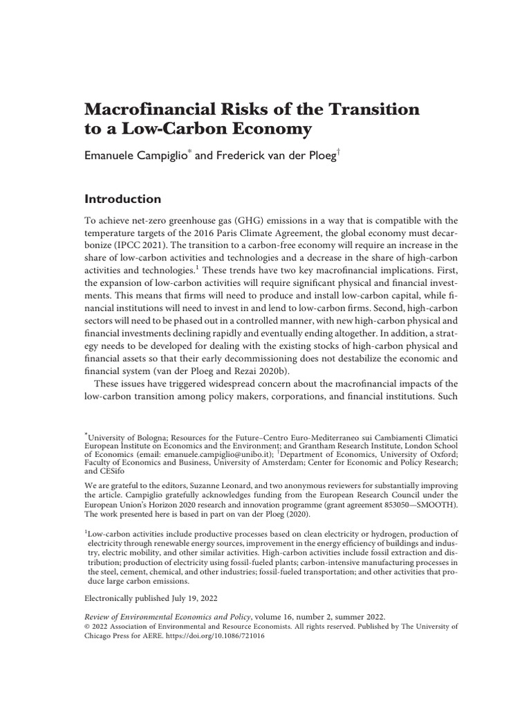 Macrofinancial Risks of The Transition To A Low-Carbon Economy | PDF ...